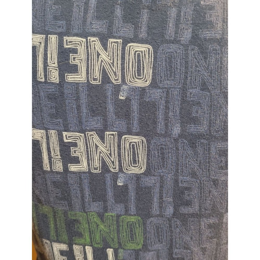 O'Neill Women's Size Medium Short Sleeve Logo Tee Blue Green White Made in USA - Picture 4 of 7